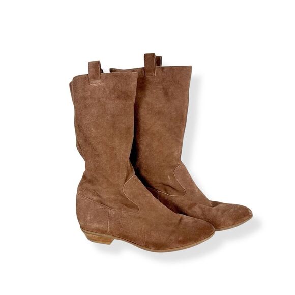 Schutz Brown Suede Mid-Calf Boots - Picture 1 of 10